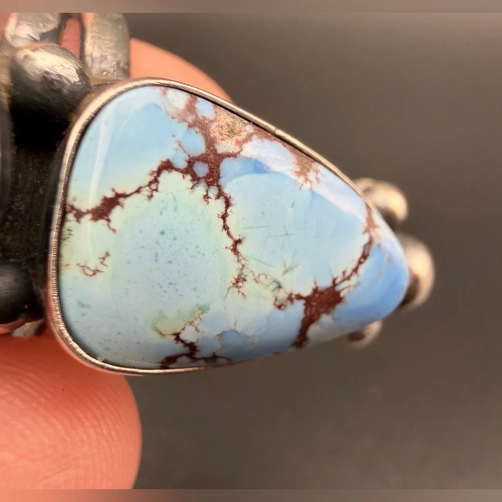 Navajo Readda Begay | Golden Hills Turquoise Triple-Stone Old Pawn Style Ring